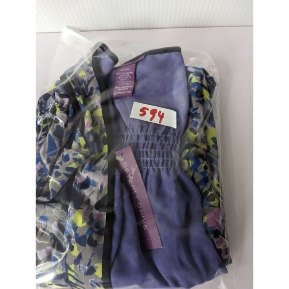 Beverly Drive Womens Reversible Blouse Size 20 22 Floral Top Smocked Neon Purple - Picture 12 of 12